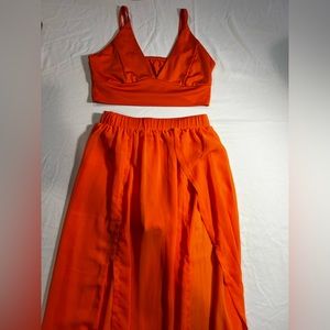 Crop top with sheer maxi skirt, size small